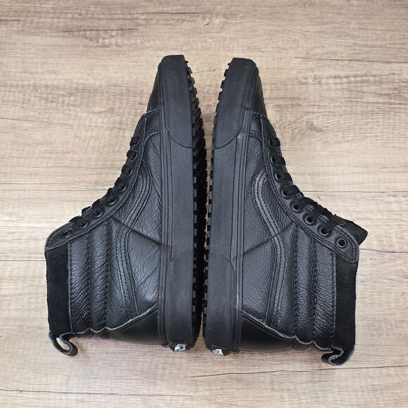 Vans Sk8-Hi MTE Men's Size 9.5 Tripple Black Leather Sneakers (721277) - Picture 6 of 9